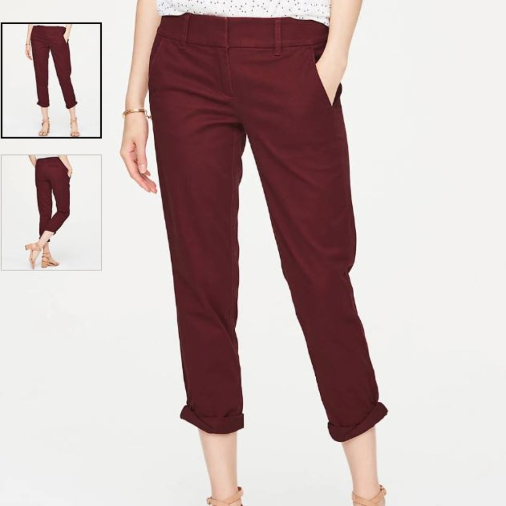Loft Outlet Modern Crop Roll-Up Chinos, Sz 0